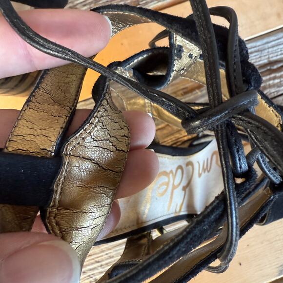 Sam Edelman Yardley black suede strappy heeled sandals - lace up - size 9.5 - Picture 5 of 8